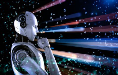 Makine öğrenme konsepti 3d eğitim grafik arayüzü ile ai robotu oluşturma