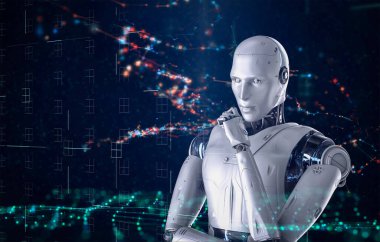 Makine öğrenme konsepti 3d eğitim grafik arayüzü ile ai robotu oluşturma