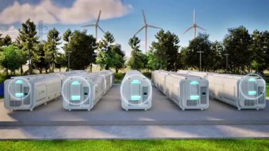 Dijital grafik görüntülü enerji depolama sistemleri veya pil kabı birimleri grubu