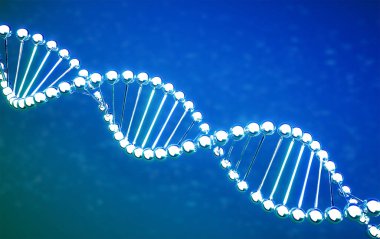 3D görüntüleme dijital DNA sarmalı veya parlayan ışık ile genom yapısı