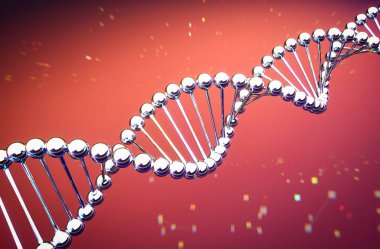 3D görüntüleme dijital DNA sarmalı veya parlayan ışık ile genom yapısı