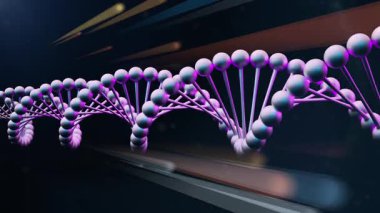 Mor metalik DNA sarmalı veya genom yapısı 4k görüntü