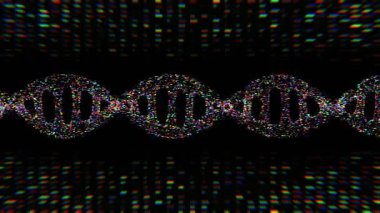 Dijital DNA sarmalı veya genom yapısı çok renkli 4k görüntü
