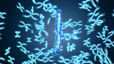 Şeffaf mavi kromozom x 4k görüntü içinde DNA ipliği içerir