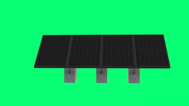 3D görüntüleme güneş panelleri yeşil ekran 4k görüntüde izole edildi