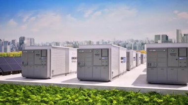 Sıfır emisyon 4k görüntülü akıllı şehir için enerji depolama sistemleri veya batarya konteynır birimleri