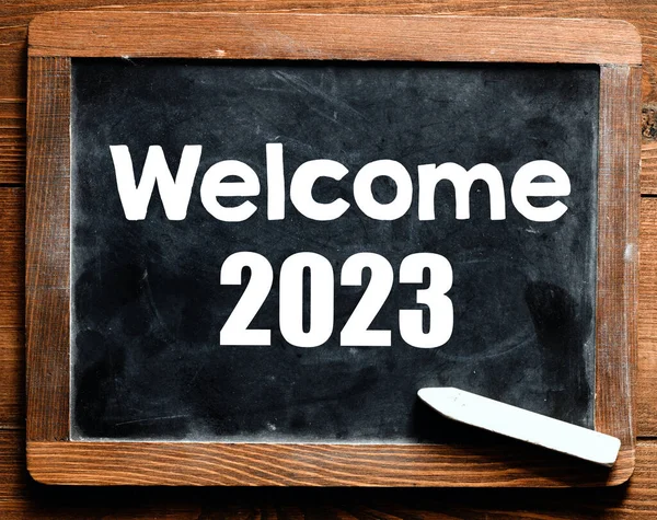 Welcome 2023 Chalk Board — Stock Photo, Image