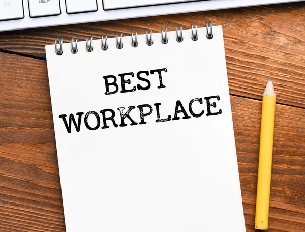 Best Workplace Woorden Een Notebook — Stockfoto