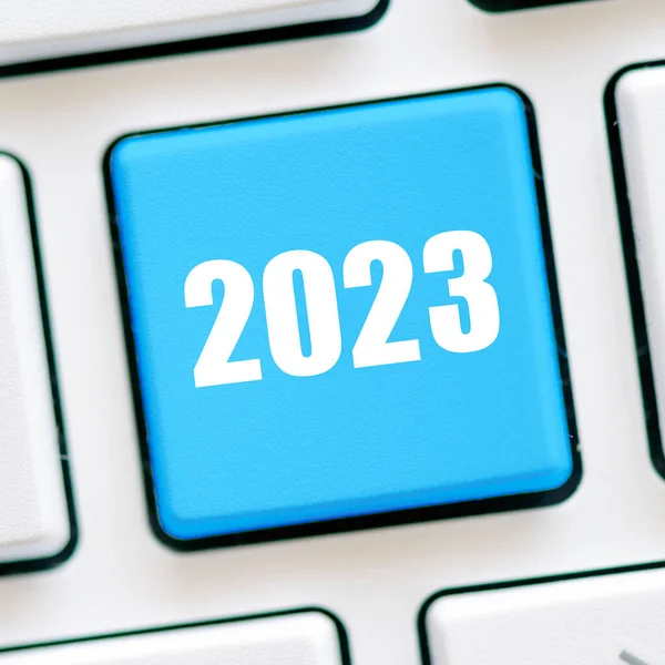 2023 Año Tecla Azul Del Teclado Del Ordenador — Foto de Stock