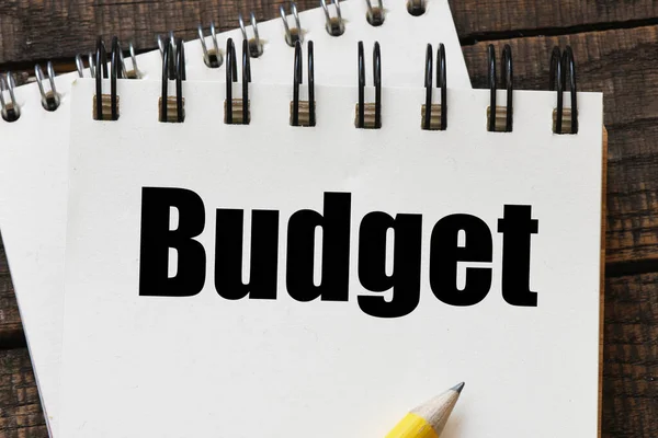 Költségvetés Egy Irodai Jegyzetfüzetben Üzleti Koncepció — Stock Fotó