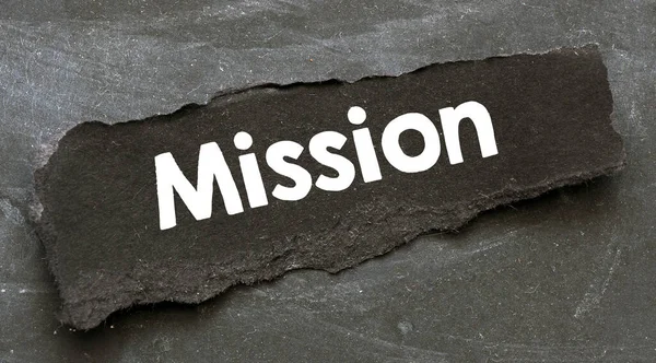 Word Mission Black Piece Paper Laid Black Background — Stock Photo, Image