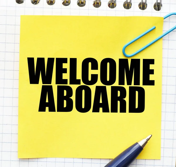 Welcome Words Small Yellow Piece Paper — Stock Photo, Image