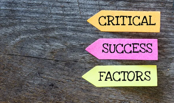 CRITICAL SUCCESS FACTORS words on small pieces of paper.