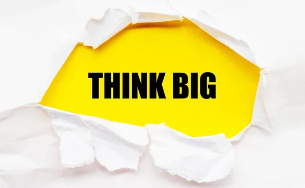 Think Big Words Yellow Sheet Paper — Stock Photo, Image