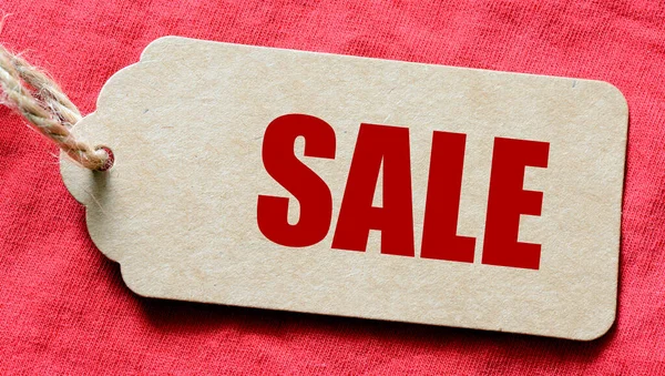 Verkauf Auf Preisschild Und Rotem Hintergrund — Stockfoto