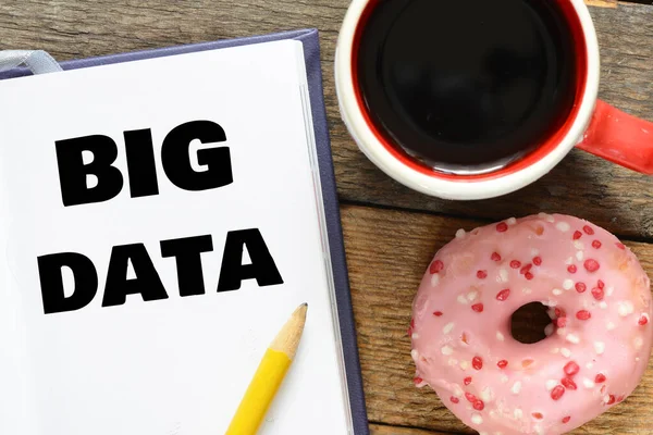 Big Data Ord Ett Kontor Anteckningsbok — Stockfoto