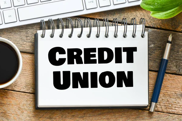 Parole Della Credit Union Nel Quaderno Ufficio — Foto Stock
