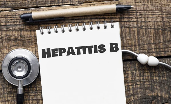 Hepatitis Cuaderno Junto Estetoscopio — Foto de Stock