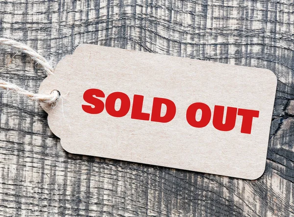 Sold Out Tag Wooden Table — Stock Photo, Image