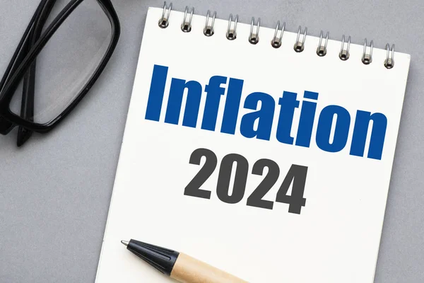 Inflace 2024 Slov Kancelářském Zápisníku — Stock fotografie