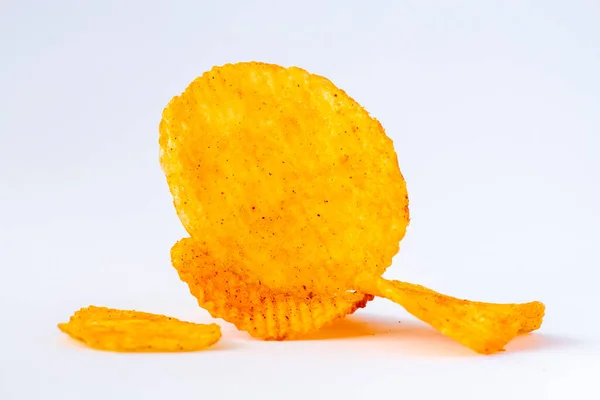 Paprika Chips Een Witte Achtergrond — Stockfoto