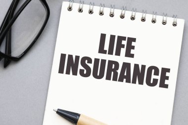 Bir ofis defterindeki HAYAT INSURANCE sözcükleri.