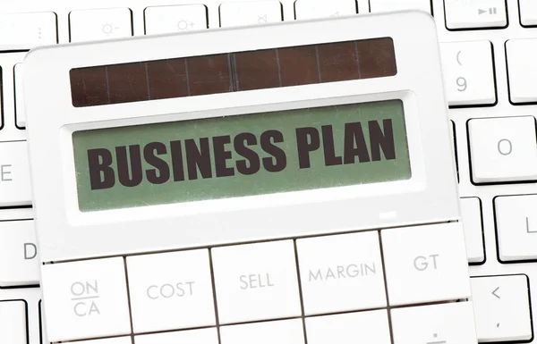 计算器显示的Business Plan字 — 图库照片