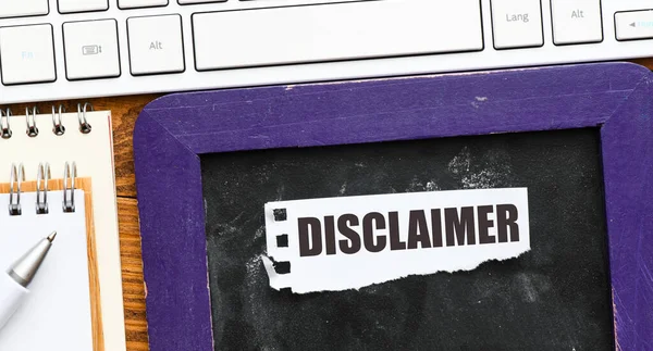 Word Disclaimer Piece Paper — Stock Photo, Image