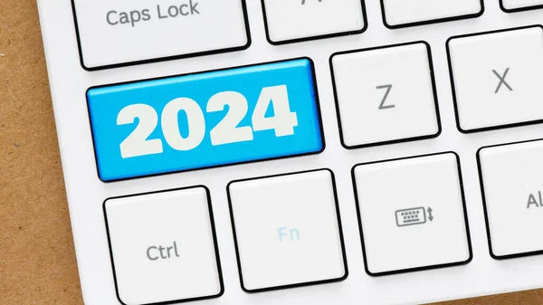 2024 Tecla Azul Teclado Ano Novo 2024 — Fotografia de Stock
