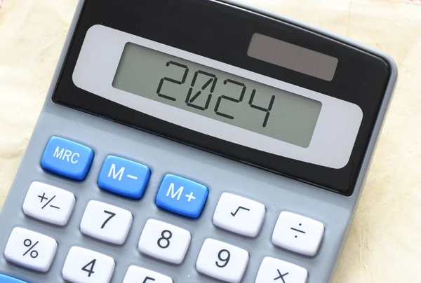 Концепция Бизнеса Калькулятор Номером 2024 Бюджет 2024 Уплата Налогов — стоковое фото