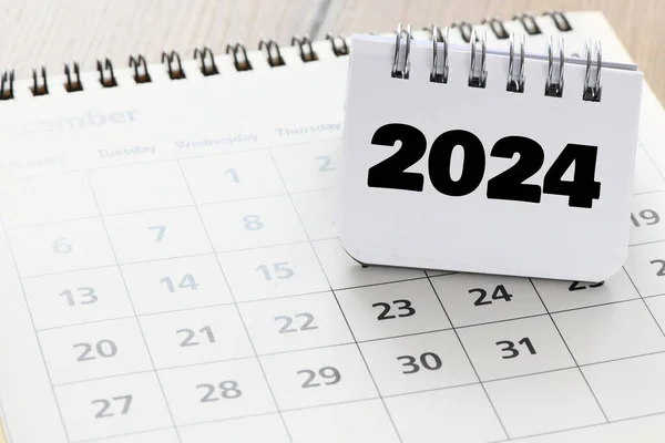 2024 Год Написан Тетрадке Календаре 2024 Год Планы Концепциями Цифрового — стоковое фото