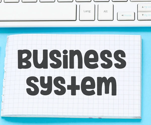 ビジネスシステムワードライティングテキストビジネスシステム 事業概念 — ストック写真