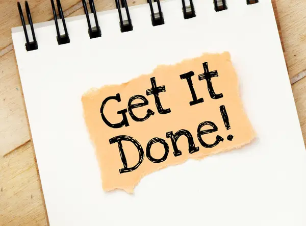 Get Done Words Small Piece Paper Laid Office Notebook — Stock Photo, Image