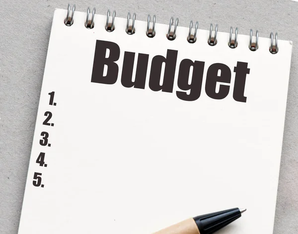 Концепция Планирования Бюджета Вид Сверху Блокнота Словом Budget — стоковое фото
