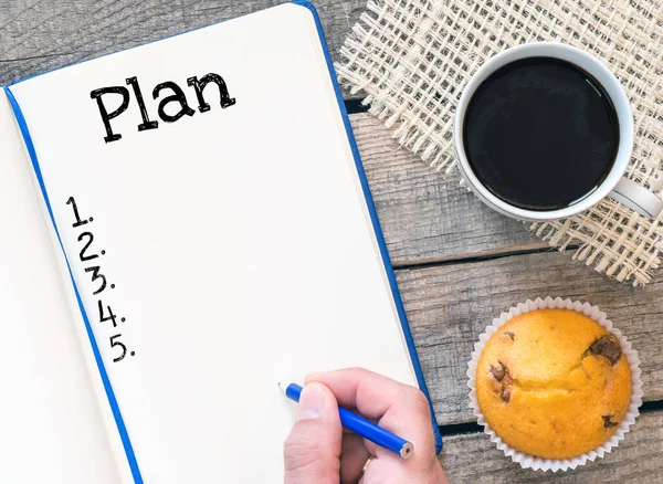 Planifique Palabras Escritas Cuaderno Oficina Concepto Los Negocios Planes Para —  Fotos de Stock