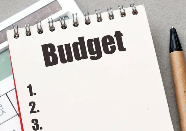 Wyrówniarki Koncepcja Budżetu Widok Góry Notatnika Word Budżetu — Zdjęcie stockowe