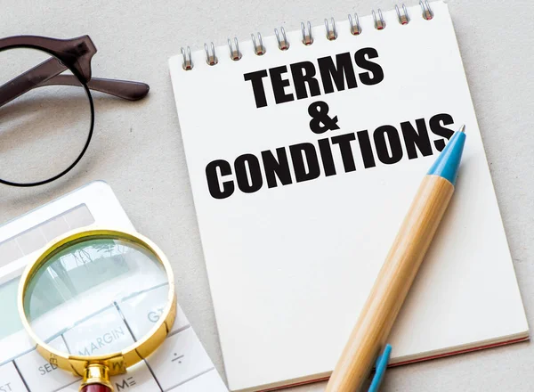 Terms Conditions Words Office Notebook — Stock Photo, Image