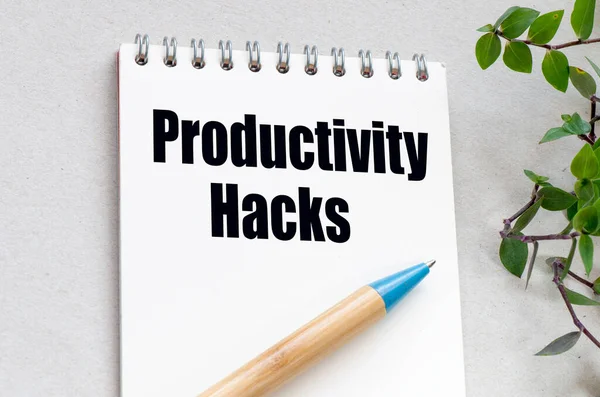 Productivity Hacks Office Notebook — Stock Photo, Image