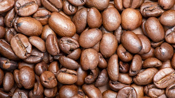 Verse Koffiebonen Verspreid Als Achtergrond Textuur — Stockfoto