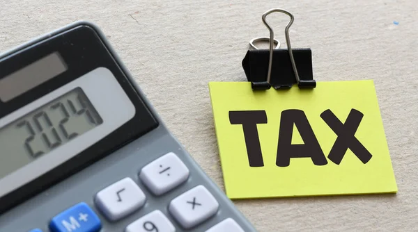 Palabra Tax Pequeño Trozo Papel Concepto Negocio Fiscal — Foto de Stock