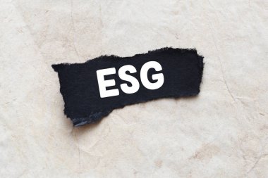 Ofis defterindeki ESG kelimesi.