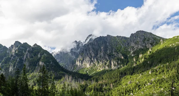 Güneşli bir günde Tatras 'taki dağ manzarası