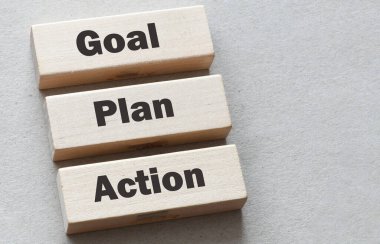 Gol, plan, hareket. İş motivasyonu ya da ilham, insan fikirlerinin performansı