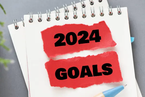 Goals 2024 Palavras Caderno — Fotografia de Stock