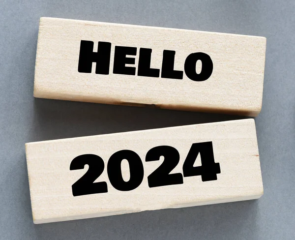 Hello 2024, 2024 plans with digital marketing concepts,business team and goals