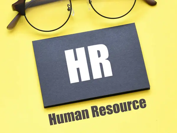 Human Resource Words Black Piece Paper Yellow Background Stock Photo