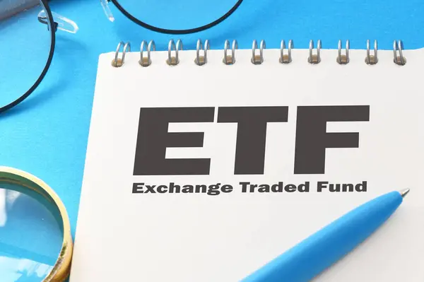 Etf Exchange Traded Fund Words Office Notebook Koncepció Stock Fotó