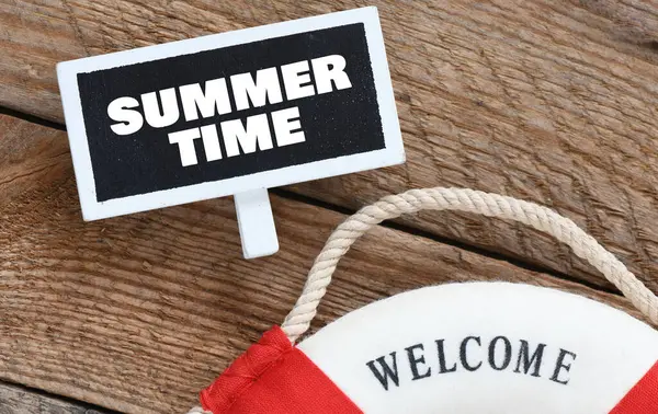 Summer Time Words Written Chalk Board Time Summer Vacation Stock Photo