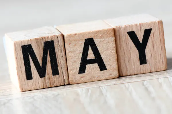 May Word Composed Wooden Letters Stock Photo