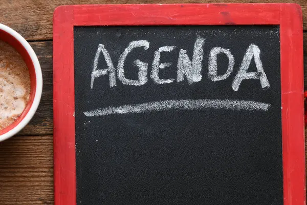 Agenda Wooden Background Copy Space Stock Photo